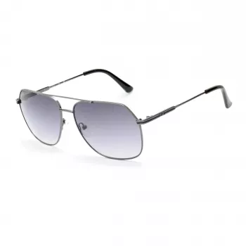 GUESS GF5079-6108B Occhiali da sole uomo, squadrati - Montatura nero lucido, lenti sfumate fumé, 61 mm