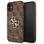 GUESS iPhone 11 / XR Custodia rigida 4G Big Metal Logo marrone