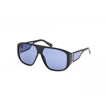 GUESS Occhiali da sole unisex GU00135-6101V montatura nera lenti grigie sfumate 61mm