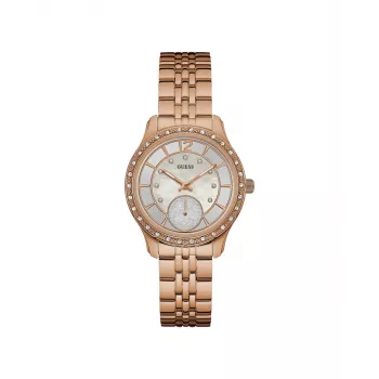 GUESS W0931L3 Orologio al quarzo da donna 35mm Cinturino in silicone bianco