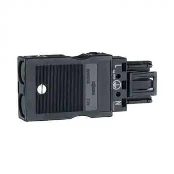Hager G4713 connettore maschio di uscita a 3 poli con morsetti a innesto Wago, 1,5-2,5 mm², 400V, nero