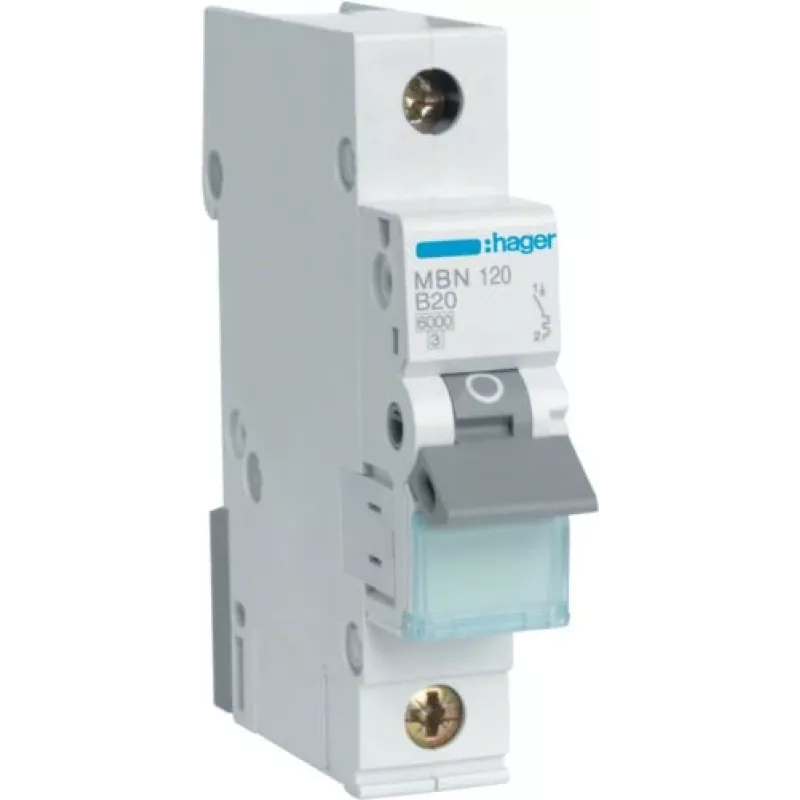 Interruttore magnetotermico Hager MBN120, 1 polo, B20, 6 kA