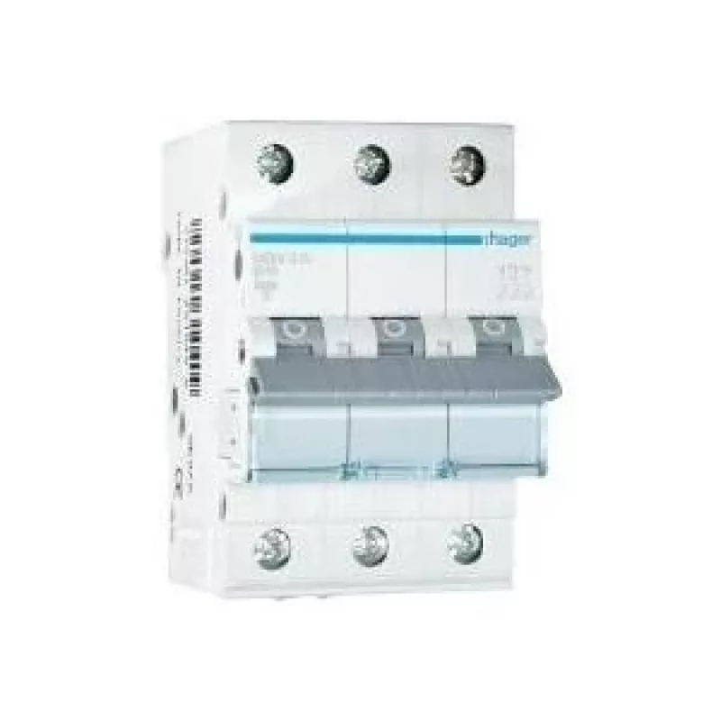 Hager MBN316 interruttore automatico 3 poli 16A curva B 6kA, 3 moduli di larghezza