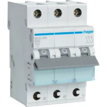 Hager MCS340 interruttore automatico magnetotermico 40A 3 poli con curva C, 6kA, 3 moduli