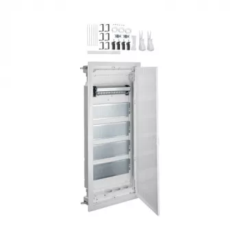 Hager Multimedia Volta HWV VH60NW distributore multimediale da incasso a 5 file con porta in acciaio fessurata, bianco