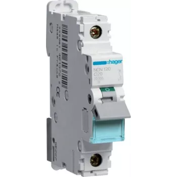 Hager NCN120 interruttore automatico magnetotermico curva C 20 A unipolare, 1 modulo, 6 kA