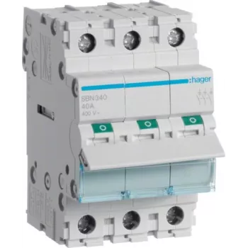 Hager SBN340 sezionatore 3 poli 40A, montaggio su guida DIN 3 moduli