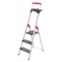 HAILO L100 TopLine Scala domestica in alluminio con 3 gradini, ripiano multifunzione e barra di sicurezza