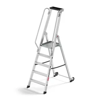 HAILO Master P80 Scala a piattaforma mobile in alluminio, 5 gradini, 150 kg, EN 131