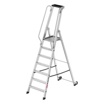HAILO Master P80 Scala a piattaforma mobile, alluminio, 7 gradini