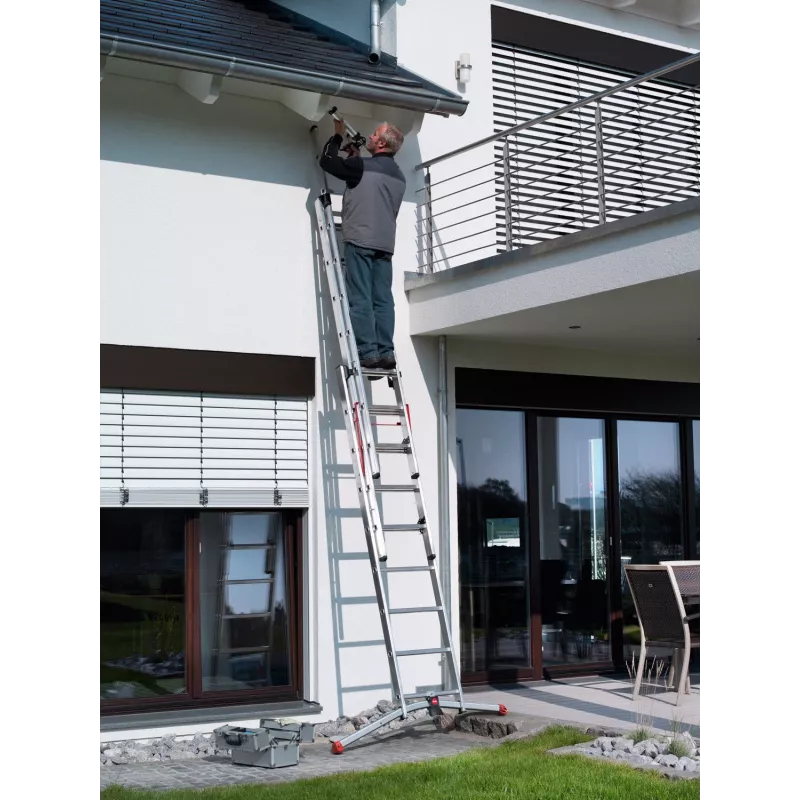 Hailo S100 ProfiLOT Scala combinata, alluminio, 2x6+1x5 pioli, 3 sezioni, portata max. 150 kg