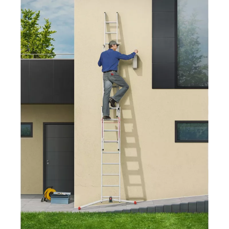 Hailo S100 ProfiLOT Scala combinata, alluminio, 2x6+1x5 pioli, 3 sezioni, portata max. 150 kg