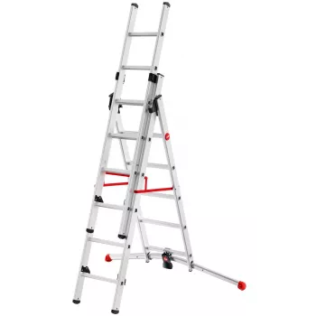 Hailo S100 ProfiLOT Scala combinata, alluminio, 2x6+1x5 pioli, 3 sezioni, portata max. 150 kg