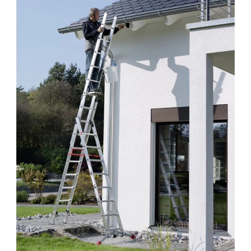 Hailo S100 ProfiLOT Scala combinata, alluminio, 3 sezioni, 2x9+1x8 pioli, altezza di lavoro max. 7,00 m