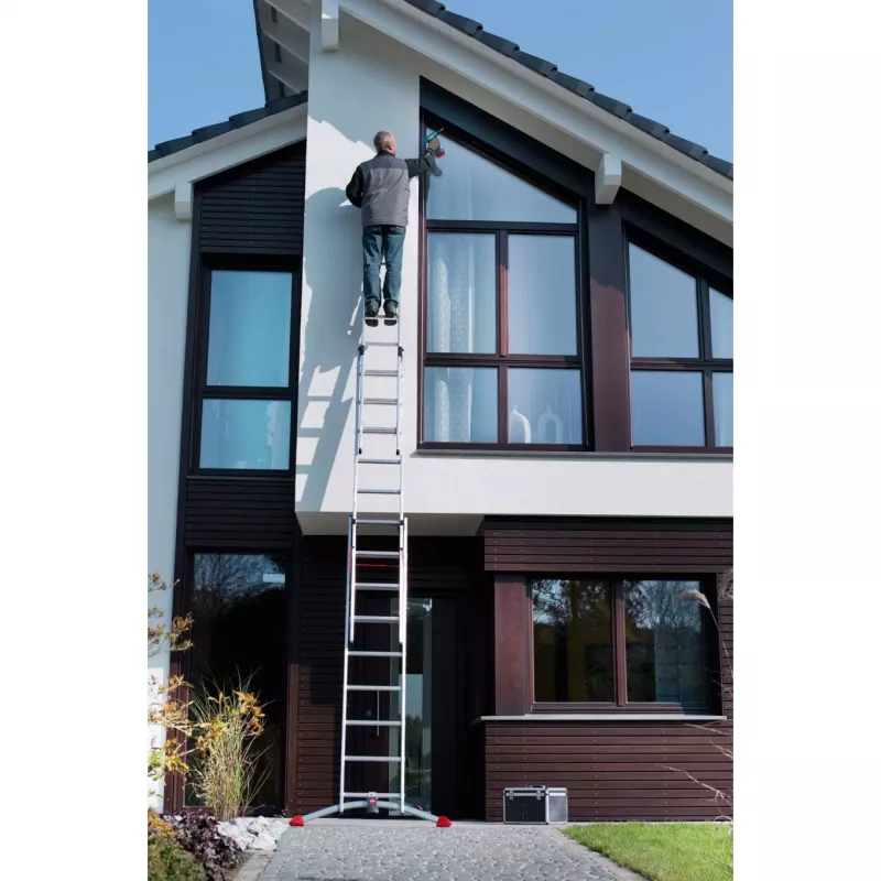 Hailo S100 ProfiLOT Scala combinata, alluminio, 3 sezioni, 2x9+1x8 pioli, altezza di lavoro max. 7,00 m