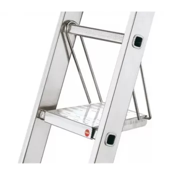 HAILO SavetyLine Gradino aggiuntivo per scale, sgabello pieghevole a 2 gradini, alluminio, portata 150 kg, TÜV/GS