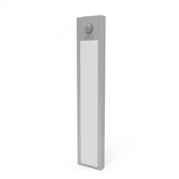 HAMA luce notturna LED con sensore di movimento e crepuscolare, ricaricabile, magnetica, alluminio, 21 cm, argento