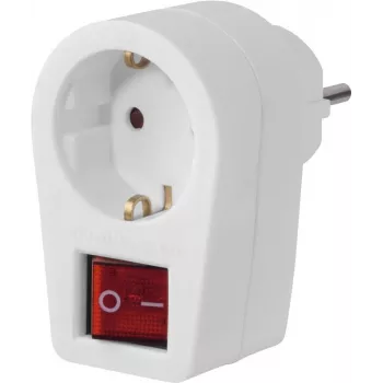 Hama Adattatore per presa, presa con contatto di terra, interruttore bipolare, bianco (00223213)