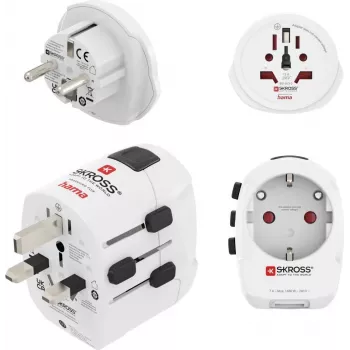 Hama World Travel Pro Light set adattatore universale da viaggio USB, 3 poli, 2x USB, nero 00223464