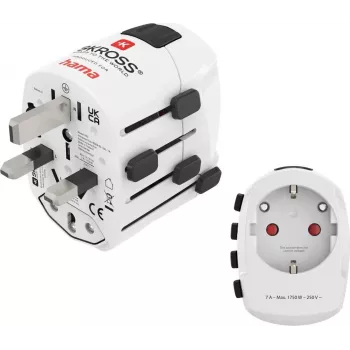 Hama World Travel Pro adattatore universale da viaggio, 3 poli, 1500W, bianco 00223465