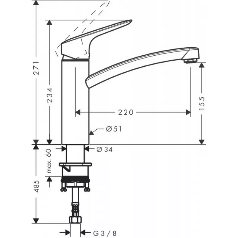 HANSGROHE Logis 160 miscelatore da cucina, bocca orientabile, cromo