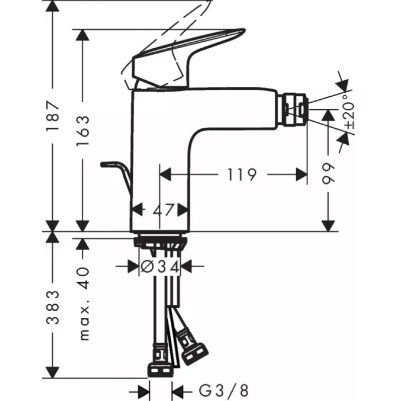 HANSGROHE Logis miscelatore bidet 71200000 con allaccio a incasso