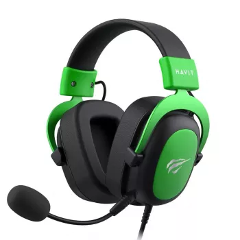 Cuffie gaming con filo Havit H2002d con driver da 50 mm, LED RGB, nero/verde