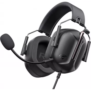 Cuffie gaming Havit H2033d - cuffie over-ear con driver da 50 mm, LED RGB, microfono, nero