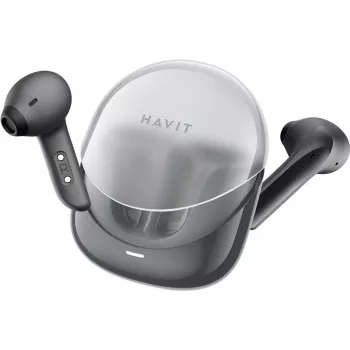 HAVIT Modern Buds auricolari True Wireless Stereo con Bluetooth 5.3, microfono ENC, resistenza all'acqua IPX4, controllo touch, modalità gioco a bassa latenza, custodia di ricarica USB-C, nero