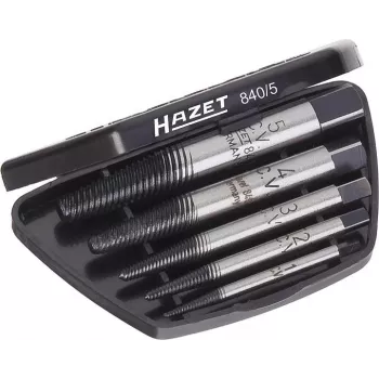 HAZET 840/8 set estrattori viti M3 - M45, 8 pezzi, spirale sinistrorsa, acciaio per utensili di alta qualità, in valigetta in plastica