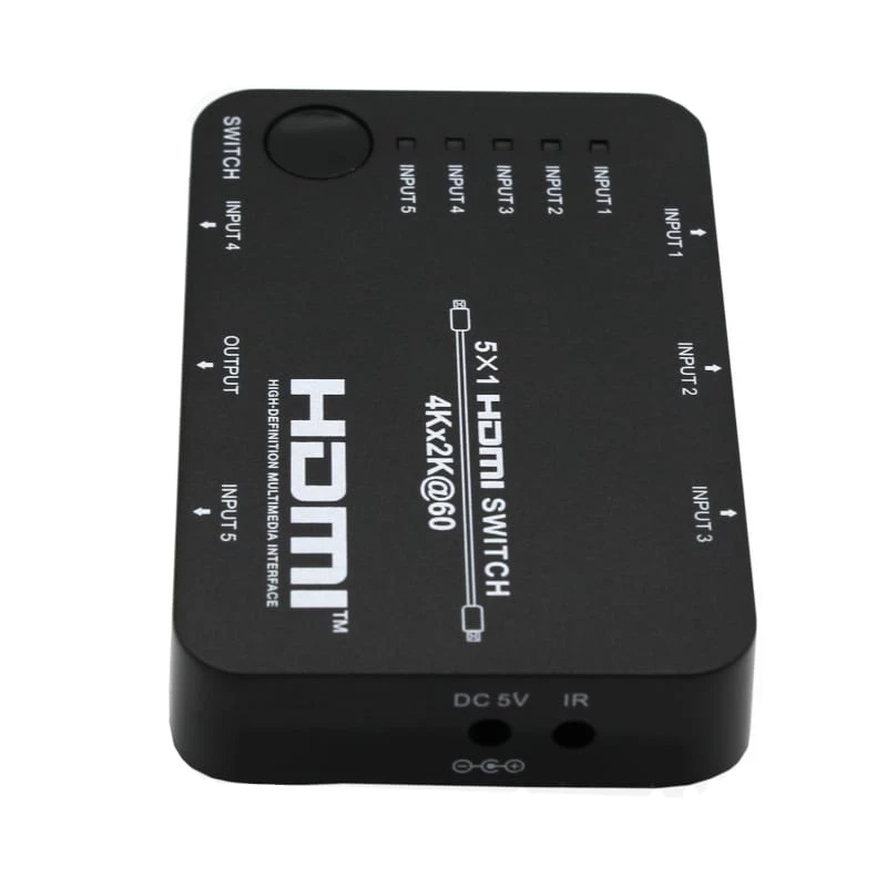 HDCVT HDS-B51 Switch HDMI 2.0 5x1 4K@60Hz HDR10 Dolby Vision HDCP 2.2 18Gbps con telecomando IR