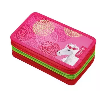 Herlitz Triple Bloomy Horse Astuccio, set da 31 pezzi, poliestere, 3 scomparti con zip, multicolore 50038770