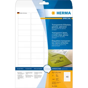 HERMA 8016 etichette in poliestere cristalline lucide A4 45,7 x 21,2 mm 1200 etichette