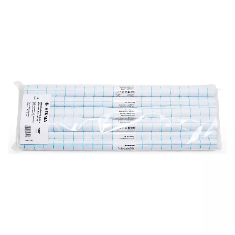HERMA pellicola adesiva protettiva per libri, trasparente lucida PP, 400 mm x 1 m, linee di griglia 7001