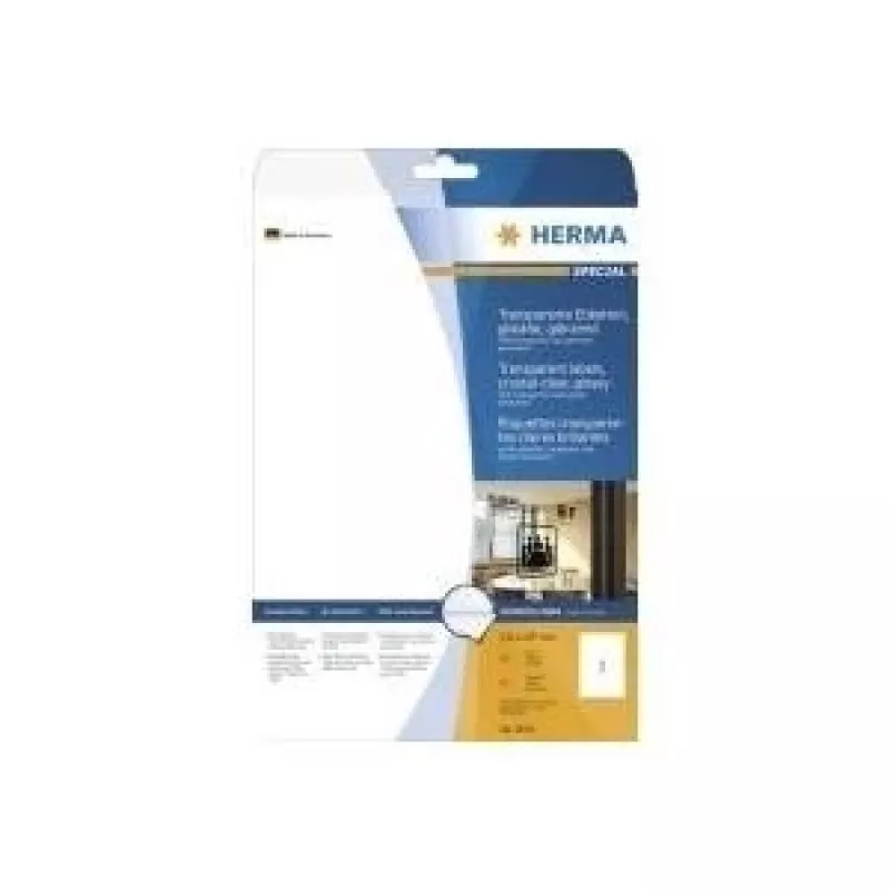 HERMA etichette speciali in poliestere adesive lucide trasparenti A4, 25 fogli