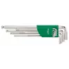 Set di chiavi a brugola 1,5-10 mm, lunghe con testa sferica, 9 pezzi, fosfatate, DIN 911
