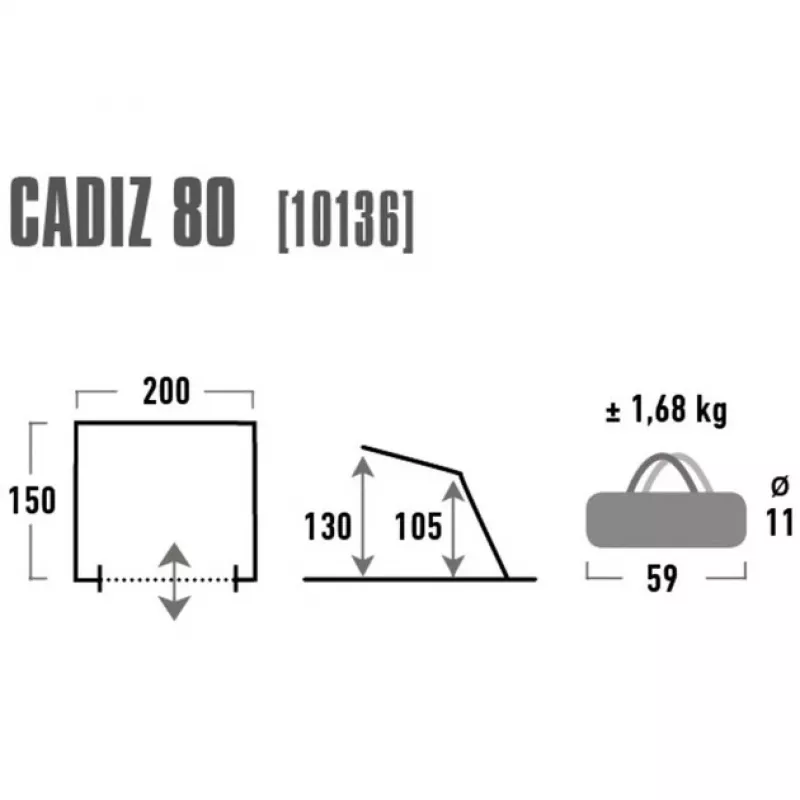 High Peak Tenda da spiaggia Cadiz 80 Beach Shelter (grigio)