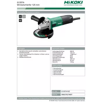 Hikoki G13STA smerigliatrice angolare 1,8 kg