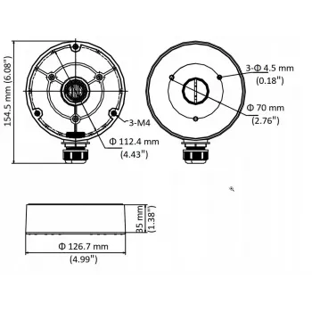 Hikvision DS-1280ZJ-DM8-Y(O-STD) supporto a parete per telecamera dome con scatola di derivazione adattatore, bianco