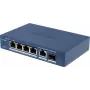 Switch unmanaged Hikvision DS-3E1506P-EI/M-4P1T1F(O-STD) con 4 porte PoE+, 1 Gigabit RJ45 e 1 uplink SFP
