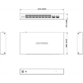 Hikvision DS-3E1510P-EI/M-8P2F Switch smart managed Gigabit PoE+ 8 porte con 2 porte SFP