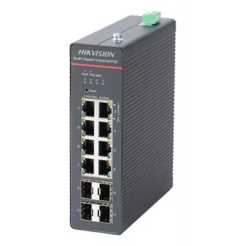 Hikvision DS-3T1512HP-SI-8P4FKIT(240W) Switch PoE managed LinkVu Layer 2, 12 porte, 8 PoE+ 90W, budget 240W