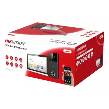 Hikvision DS-KIS610-P Kit videocitofono IP con touchscreen 7 pollici, postazione esterna 2MP, Wi-Fi e PoE