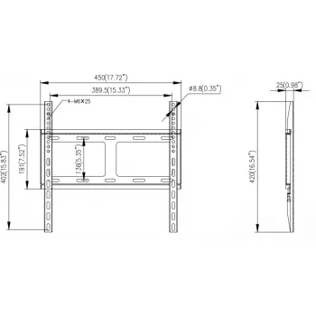 Hikvision supporto a parete per monitor - SPCC acciaio laminato a freddo - nero - dimensione schermo: 42-55 pollici (106,7-139,7 cm)