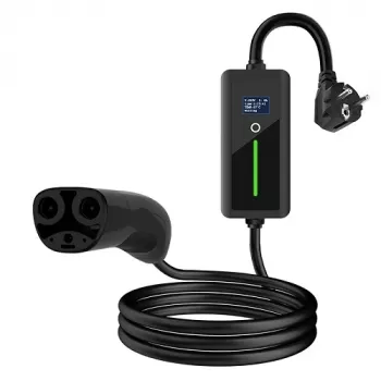 HISMART caricabatterie EV portatile per Tesla NACS - Schuko (220V), 8-16A, 3,5kW, 1 fase, 5m