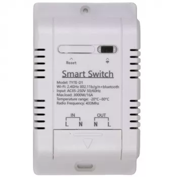 HISMART TUYA Interruttore smart 1 canale con sensore di temperatura esterno, Wi-Fi e RF, 16A, AC 85-250V