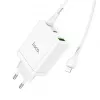 HOCO caricabatterie da parete 35W dual USB-C + USB-A PD & QC3.0 con cavo USB-C a Lightning, bianco