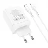 HOCO caricabatterie da parete 35W dual USB-C + USB-A PD & QC3.0 con cavo USB-C a Lightning, bianco
