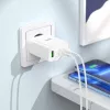 HOCO caricabatterie da parete 35W dual USB-C + USB-A PD & QC3.0 con cavo USB-C a Lightning, bianco