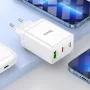 HOCO caricabatterie da parete 35W dual USB-C + USB-A PD & QC3.0 con cavo USB-C a Lightning, bianco